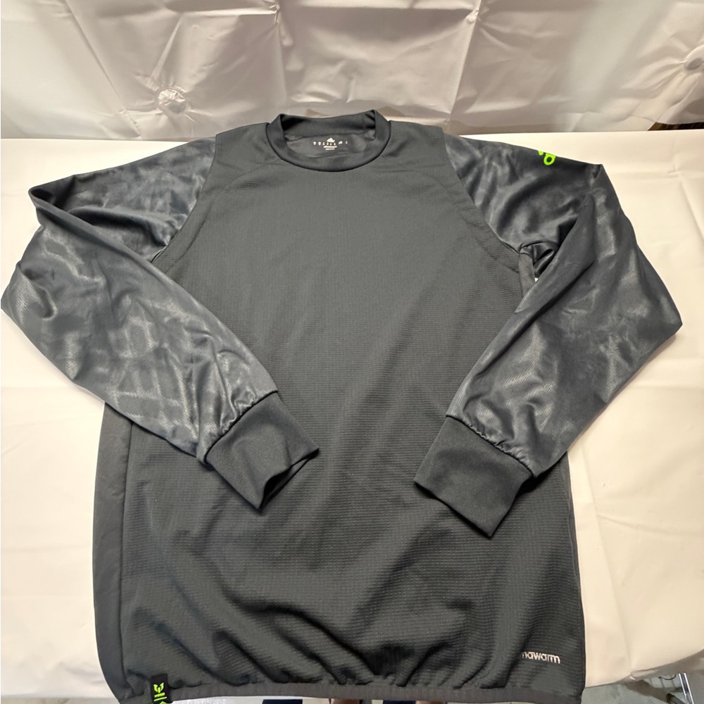 adidas Messi Climawarm Black Crewneck Sweatshirt with Shiny Sleeves